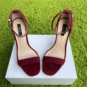 Saks Burgundy Yvette ankle strap heels